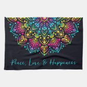 Regenboog Stip-Geschilderde Mandala Theedoek (Horizontaal)