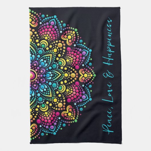 Regenboog Stip-Geschilderde Mandala Theedoek (Verticaal)