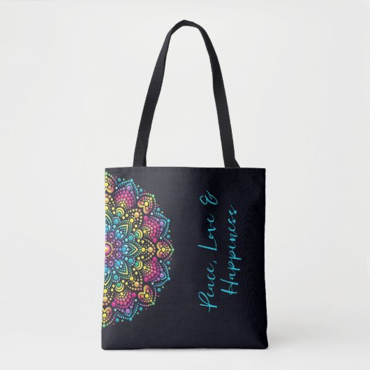 Regenboog Stip-Geschilderde Mandala Tote Bag (Voorkant)