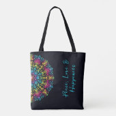 Regenboog Stip-Geschilderde Mandala Tote Bag (Achterkant)