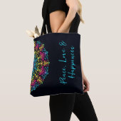 Regenboog Stip-Geschilderde Mandala Tote Bag (Dichtbij)