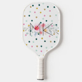 Regenboog Stip Nep Goud Pioen Monogram Pickleball Paddle (Achterkant)