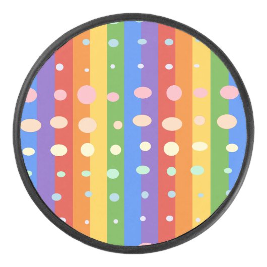 REGENBOOG STIP STREPEN HOCKEY PUCK (Voorkant)