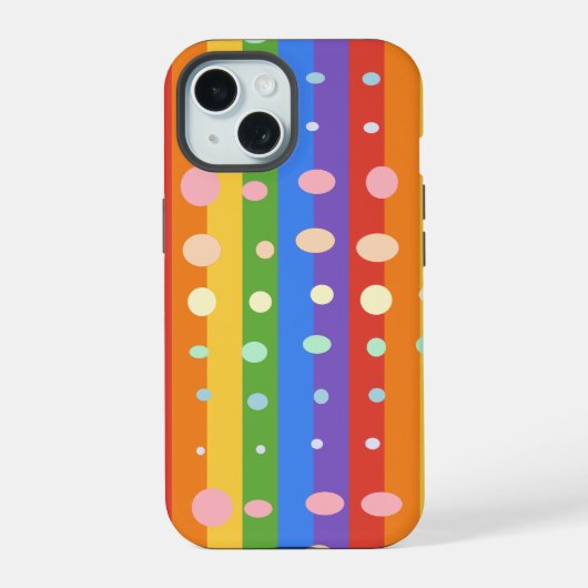 REGENBOOG STIP STREPEN iPhone 15 CASE (Achterkant)