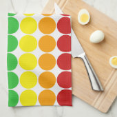 Regenboog stippen cirkels kleurrijk op wit theedoek (Quarter Fold)