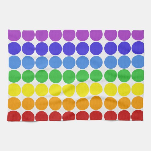Regenboog stippen cirkels kleurrijk op wit theedoek (Horizontaal)