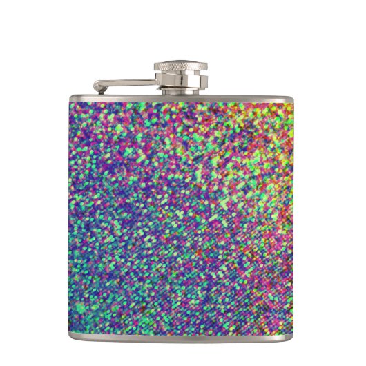 Regenboog Stippen Confetti kolf Heupfles (Voorkant)