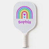 Regenboog, Stippen en harten Pickleball Paddle (Voorkant)