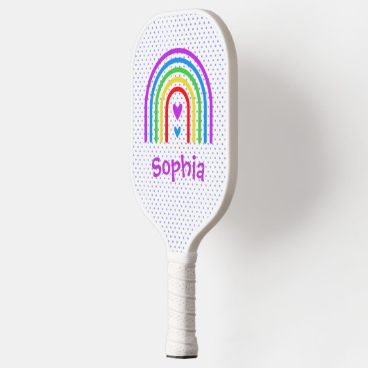 Regenboog, Stippen en harten Pickleball Paddle (Links)