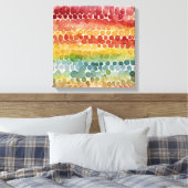 Regenboog stippen Waterverf muurkunst Canvas Afdruk (Insitu (Slaapkamer))