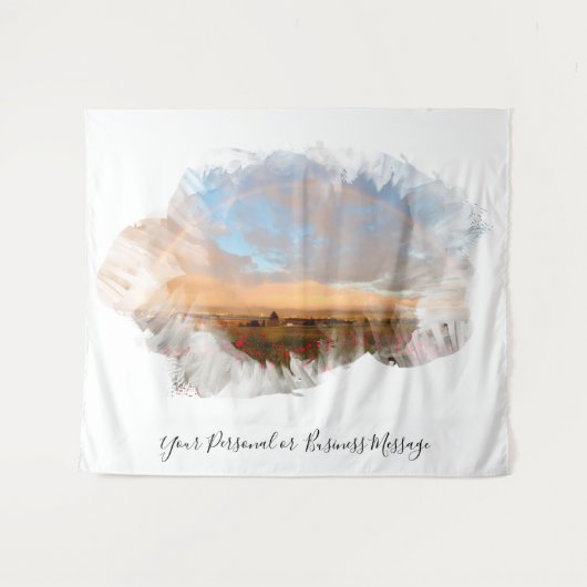 *~* Regenboog Strandgolven Oceaan Artistiek Bloemm Wandkleed (Voorkant (horizontaal))