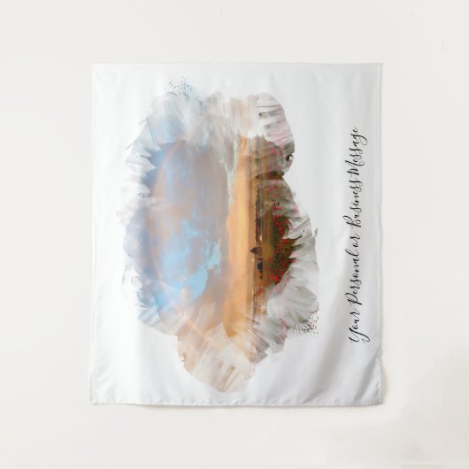 *~* Regenboog Strandgolven Oceaan Artistiek Bloemm Wandkleed (Voorkant)