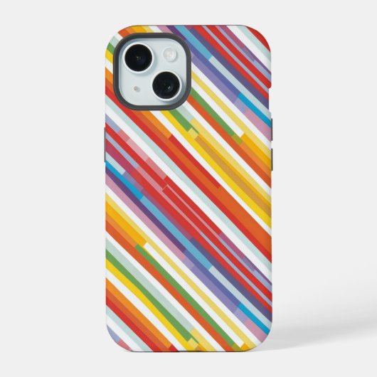 Regenboog Streep Draaikolk iPhone 15 Case (Achterkant)