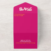 Regenboog streep gebogen rand - roze Sinaasappel All In One Uitnodiging (Buitenkant)