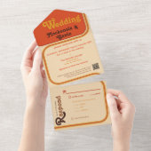 Regenboog streep gebogen rand - Sinaasappel bruin All In One Uitnodiging (Afscheurbaar)