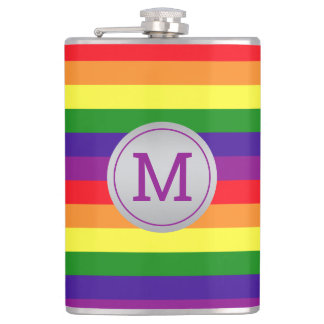 Regenboog Streep Grijze Cirkel Monogram Heupfles