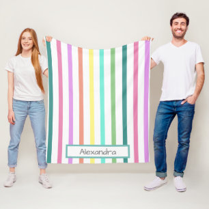 Regenboog Streep met Naam Fleece Deken
