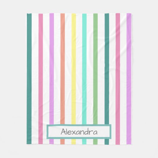 Regenboog Streep met Naam Fleece Deken (Voorkant)