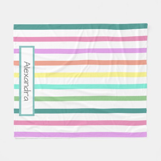 Regenboog Streep met Naam Fleece Deken (Voorkant (Horizontaal))
