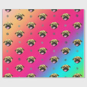Regenboog Streep Pugs Inpakpapier (Vlak)