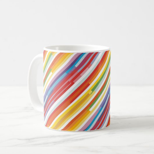 Regenboog streep werveling koffiemok (Voorkant links)