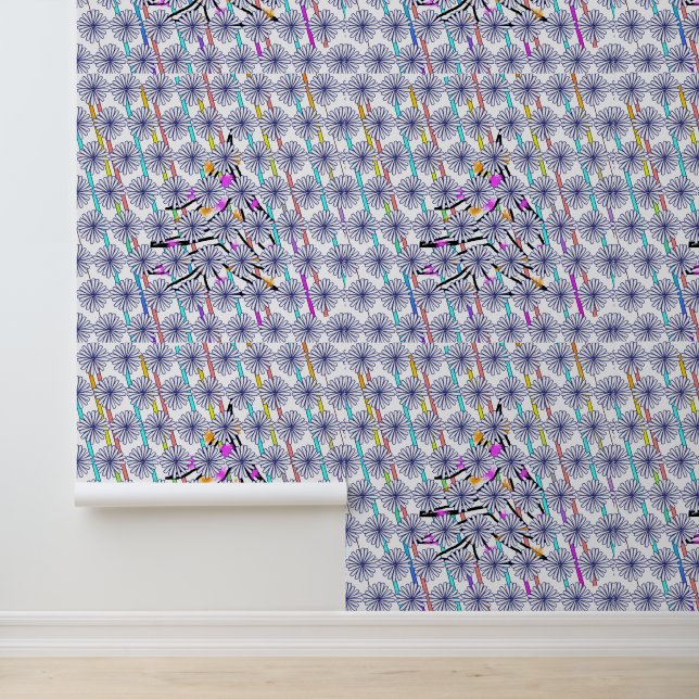 Regenboog Strepen + Blauwe Bomen BlueB Behang (Applicatie)