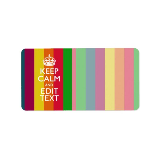Regenboog Strepen Blijf Kalm En Uw Tekst Aanpassen Etiket (Voorkant)