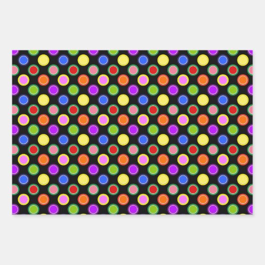 Regenboog Strepen en Stippen Gelukkig Kleurrijk Inpakpapier Vel (Voorkant 2)