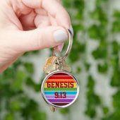 Regenboog Strepen, Genesis 9:13 Sleutelhanger (Hand)