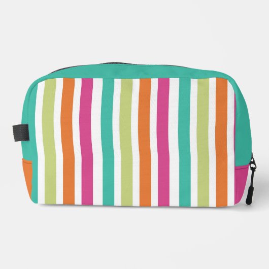 Regenboog strepen kleur blok roze groen pastel toilettasje (Voorkant)