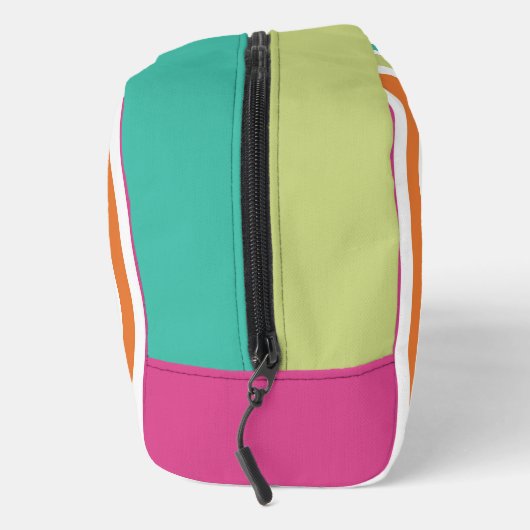 Regenboog strepen kleur blok roze groen pastel toilettasje (Rechts)
