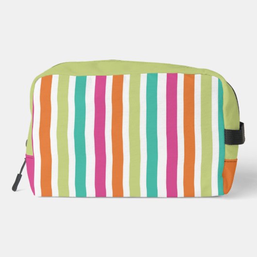 Regenboog strepen kleur blok roze groen pastel toilettasje (Achterkant)