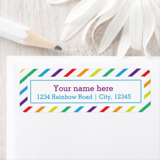 Regenboog Strepen Leuke Retouradres Sticker Label (Insitu)