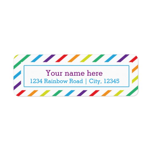 Regenboog Strepen Leuke Retouradres Sticker Label (Voorkant)
