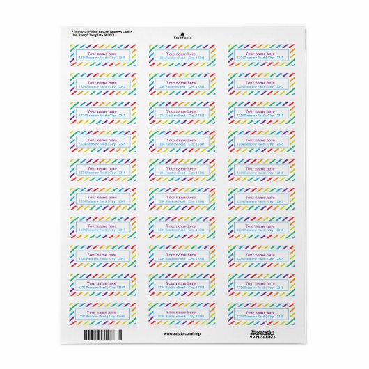 Regenboog Strepen Leuke Retouradres Sticker Label (Full Sheet)