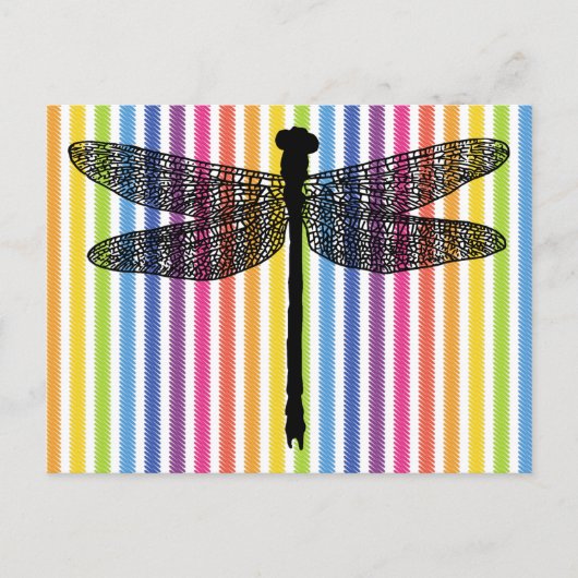 Regenboog strepen libel Bug Insect Silhouet Briefkaart (Voorkant)