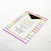 Regenboog strepen Monogram 2 in 1 bruiloft Folie Uitnodiging (Gedraaid)