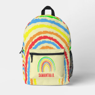 Regenboog Strepen Monogram Naam Bedrukte Rugzak