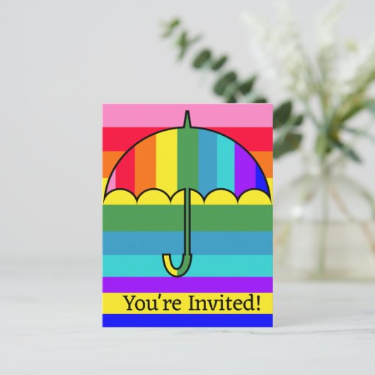 Regenboog Strepen Paraplu Briefkaart (Staand voorkant)