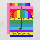 Regenboog Strepen Paraplu Briefkaart (Voorkant / Achterkant)