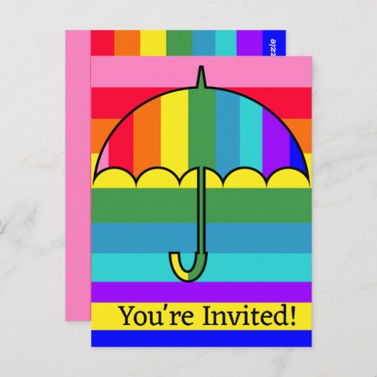 Regenboog Strepen Paraplu Briefkaart (Voorkant / Achterkant)