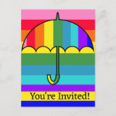 Regenboog Strepen Paraplu Briefkaart (Voorkant)