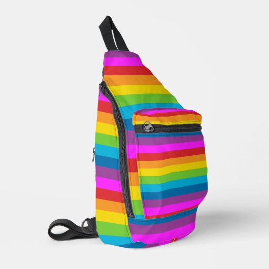 Regenboog Strepen Patroon Sling Bag (Linkerhoek)