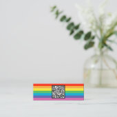regenboog strepen QR code Mini Visitekaartje (Staand voorkant)