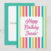 Regenboog strepen retro leuk patroon kaart (Voorkant / Achterkant)