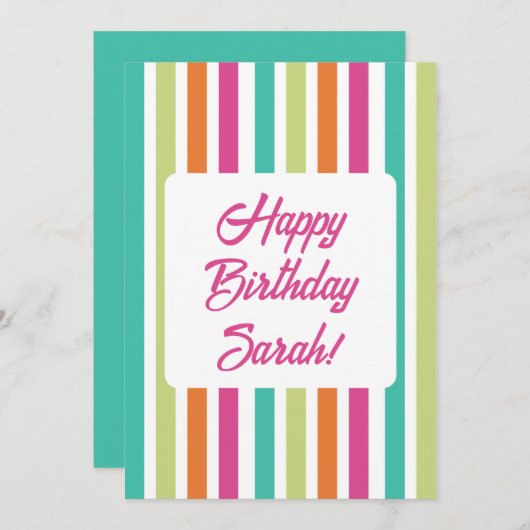 Regenboog strepen retro leuk patroon kaart (Voorkant / Achterkant)