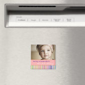 Regenboog Strepen & Stippen Verjaardagsfotomagneet Magneet (Insitu (Vaatwasser))