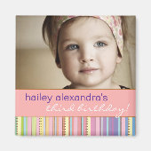Regenboog Strepen & Stippen Verjaardagsfotomagneet Magneet (Voorkant)