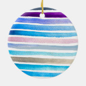 Regenboog strepen waterverf keramisch ornament (Achterkant)