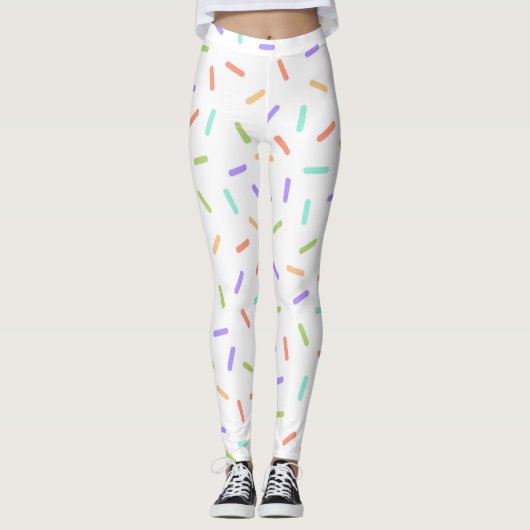 Regenboog strooit confetti leuk kleurrijk patroon leggings (Voorkant)